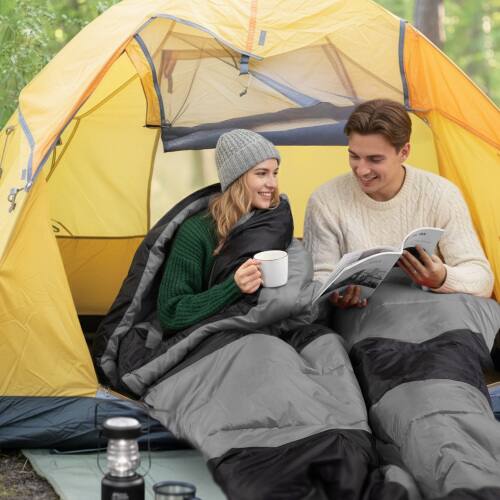 Alt View 7. Winado - 1PC Rectangular Waterproof Sleeping Bag with Multi USB Heating Pads, Lightweight for Outdoor Backpacking Hiking Camping - Gray.