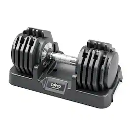 Loheer - Adjustable Dumbbell 5-55 lb Quick Select Weight with Non Slip Grip and Base for Home Gym Strength Training - Black