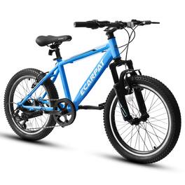 Anysun - 20" Kids Mountain Bike - 7-Speed Trigger Shifter, Steel Frame & V-Brakes, for Boys & Girls Ages 7-12 - Blue