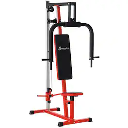 Soozier - Chest Fly Machine and Chest Press Station, Delt Machine Home Gym Equipment for Chest, Back, Pectoral - Red