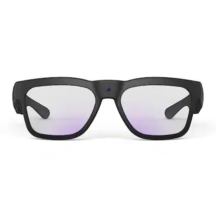 Front. OhO sunshine - OhO Sunshine Smart 4K Camera Sunglasses, Open-Ear Bluetooth Audio, AI App, 64GB Storage, UV400 Polarized - BLACK.