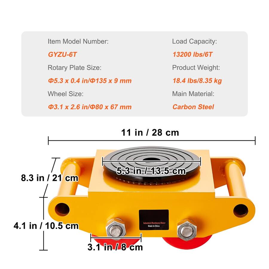 Rotating Machine Dolly Ropilly Machinery Skate Dolly Carbon Steel Heavy Duty Mover with 13200 ...
