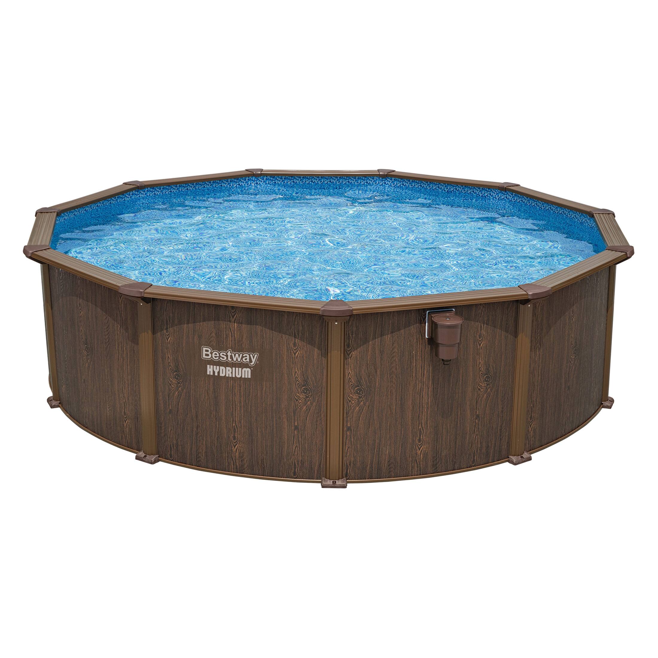 Bestway - Hydrium 16’ x 52” Steel Wall Round Above Ground Swimming Pool Set - Brown