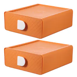 Unique Bargains - 2pcs Stackable Storage Drawers for Desktop, Plastic Desk Organizer with Drawers for Office Bathroom - Orange