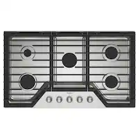 Whirlpool - 36" Built-In Gas Cooktop with 5 Burners and EZ-2-Lift Hinged Cast-Iron Grates - Stainless Steel - Front_Zoom