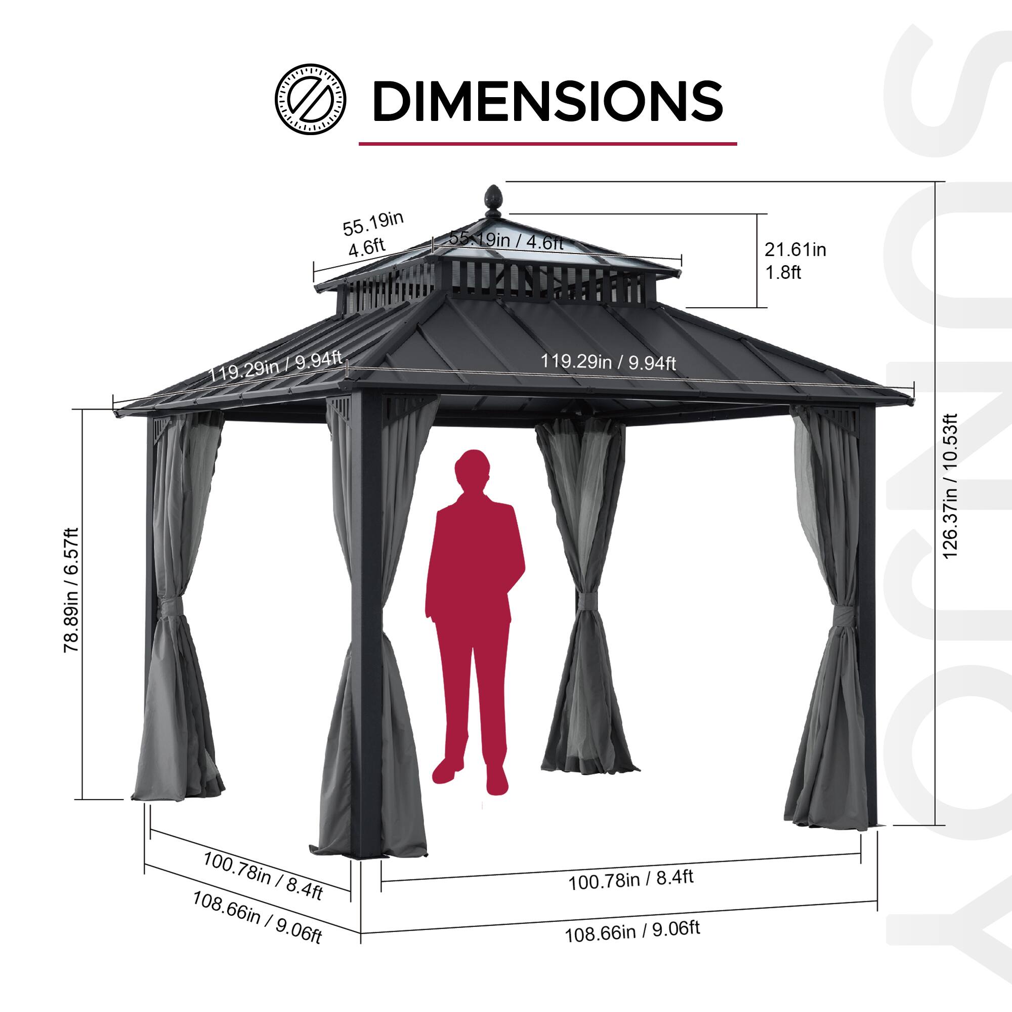 6.57ft / 78.89in  
DIMENSIONS  
55.19in  
4.6ft  
55.19in  
9in  
4.6ft  
21.61in  
1.8ft  
19.29in  
119.29in / 9.94ft  
100.78in  
9.06ft  
8.4ft  
108.66in  
100.78in  
126.37in
