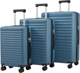 Quick Deer - 3-Piece Expandable Travel Luggage Set with Scratch-Resistant Hard Shell, TSA Lock and Spinner Wheels - Blue
