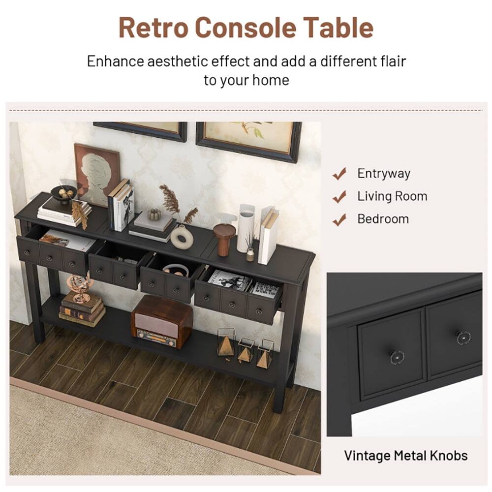 Retro Console Table

Enhance aesthetic effect and add a different flair to your home

- Entryway
- Living Room
- Bedroom

Vintage Metal Knobs