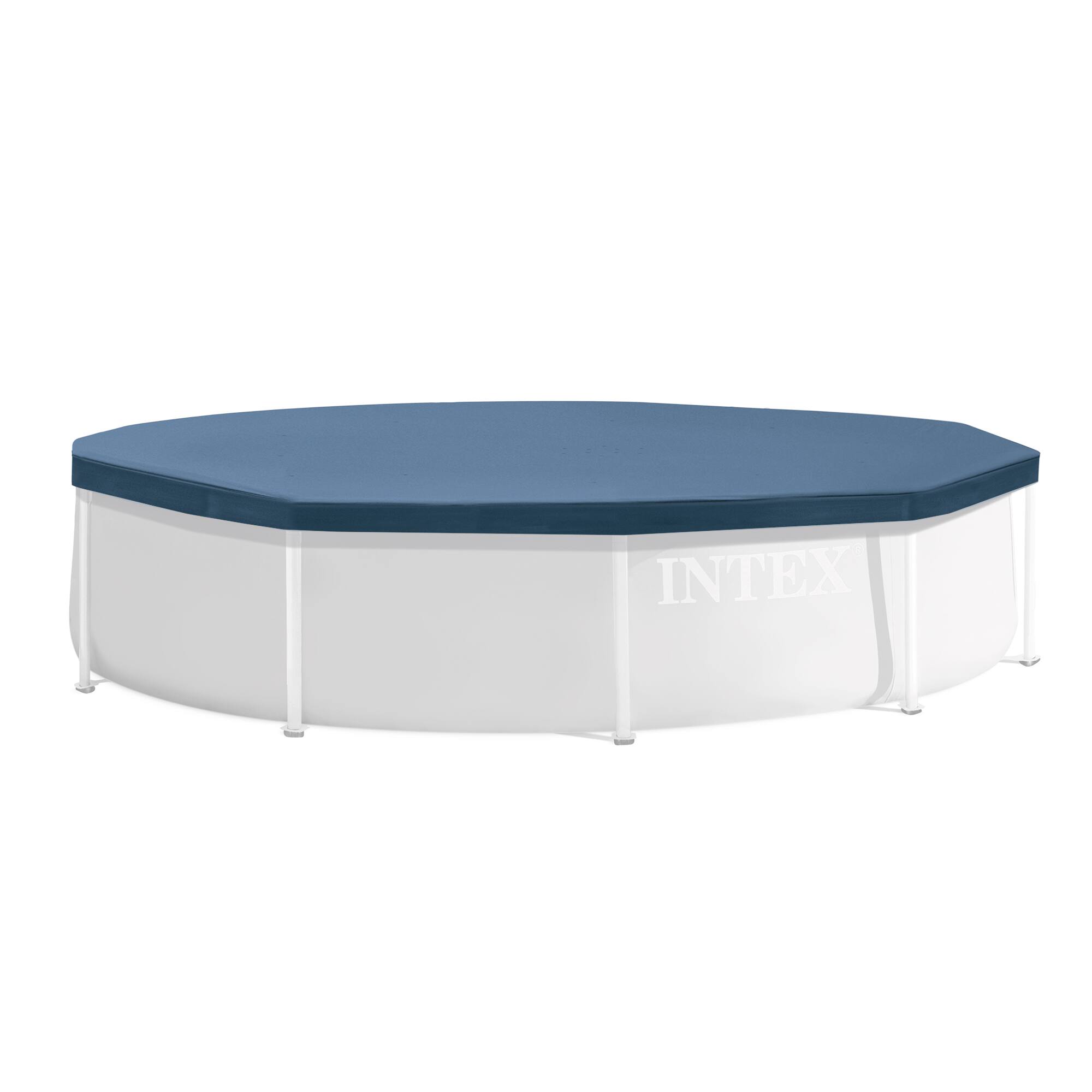 Intex - 10 Foot Round Easy Set Outdoor Backyard Swimming Pool Cover, Blue