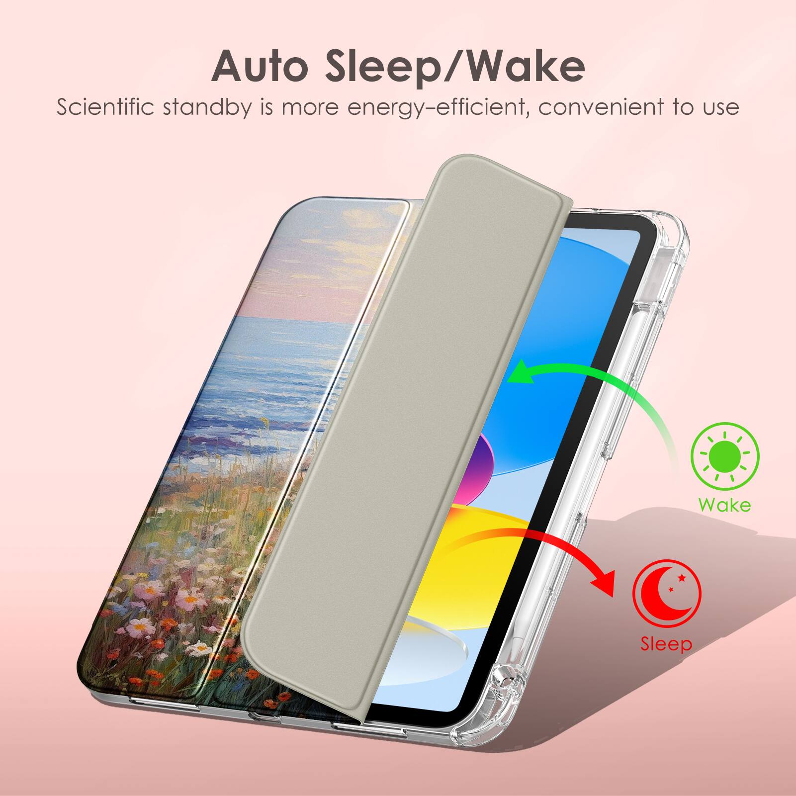 Auto Sleep/Wake  
Scientific standby is more energy-efficient, convenient to use  

Wake  
Sleep