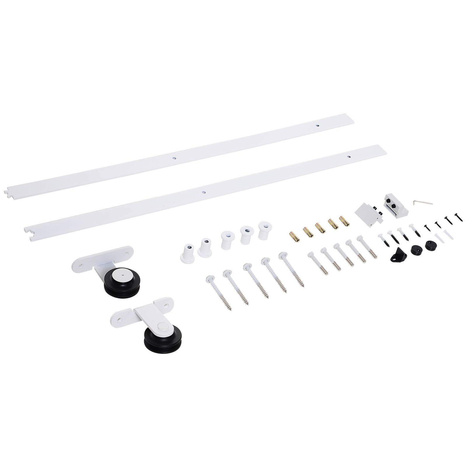 Alt View 7. Homcom - Rustic Interior Sliding Barn Door Mounting Hardware Kit -.