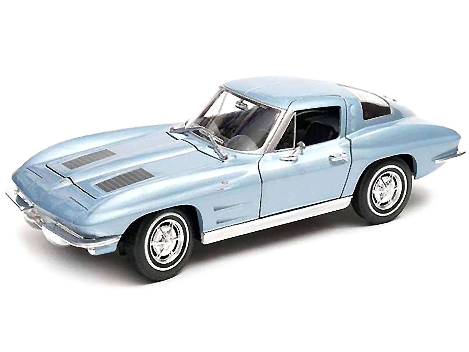 Angle. Welly - 1963 Chevrolet Corvette Light Blue Metallic 1/24-1/27 Diecast Model Car by Welly - Light Blue Metallic.