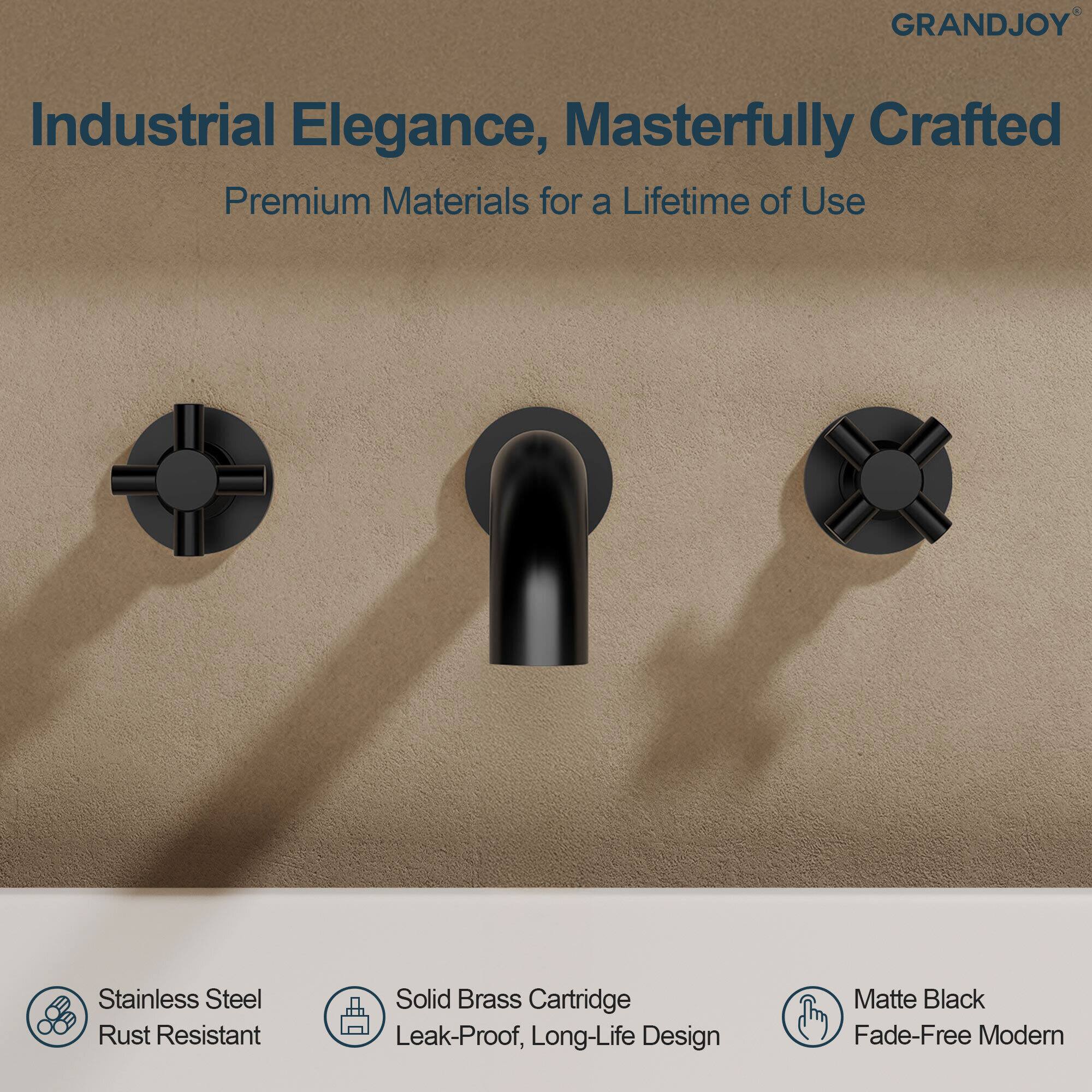 GRANDJOY

Industrial Elegance, Masterfully Crafted  
Premium Materials for a Lifetime of Use

- Stainless Steel Rust Resistant
- Solid Brass Cartridge Leak-Proof, Long-Life Design
- Matte Black Fade-Free Modern