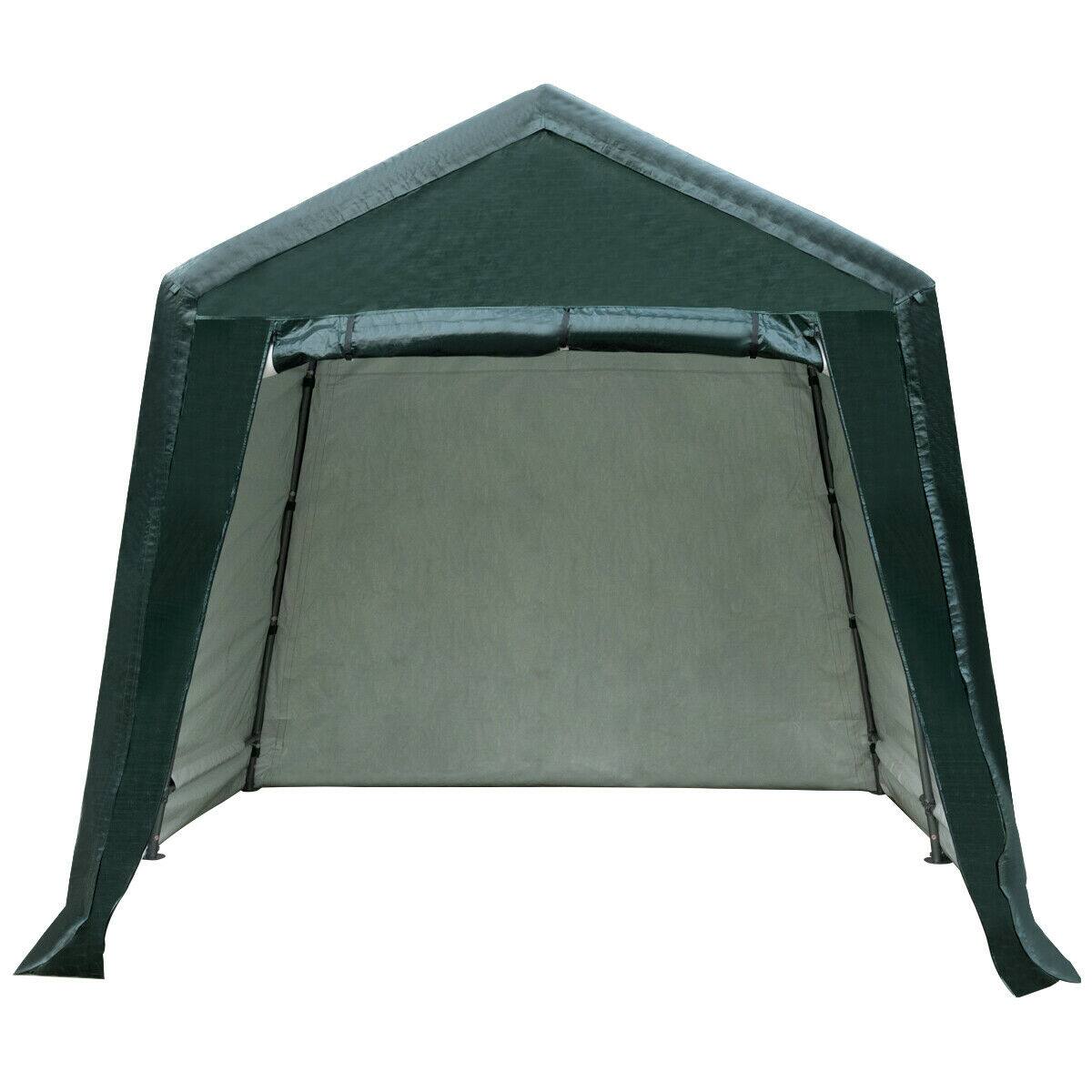 Back. SlickBlue - Outdoor Carport Shelter with Sidewalls and Ripstop Waterproof Canopy - Green.
