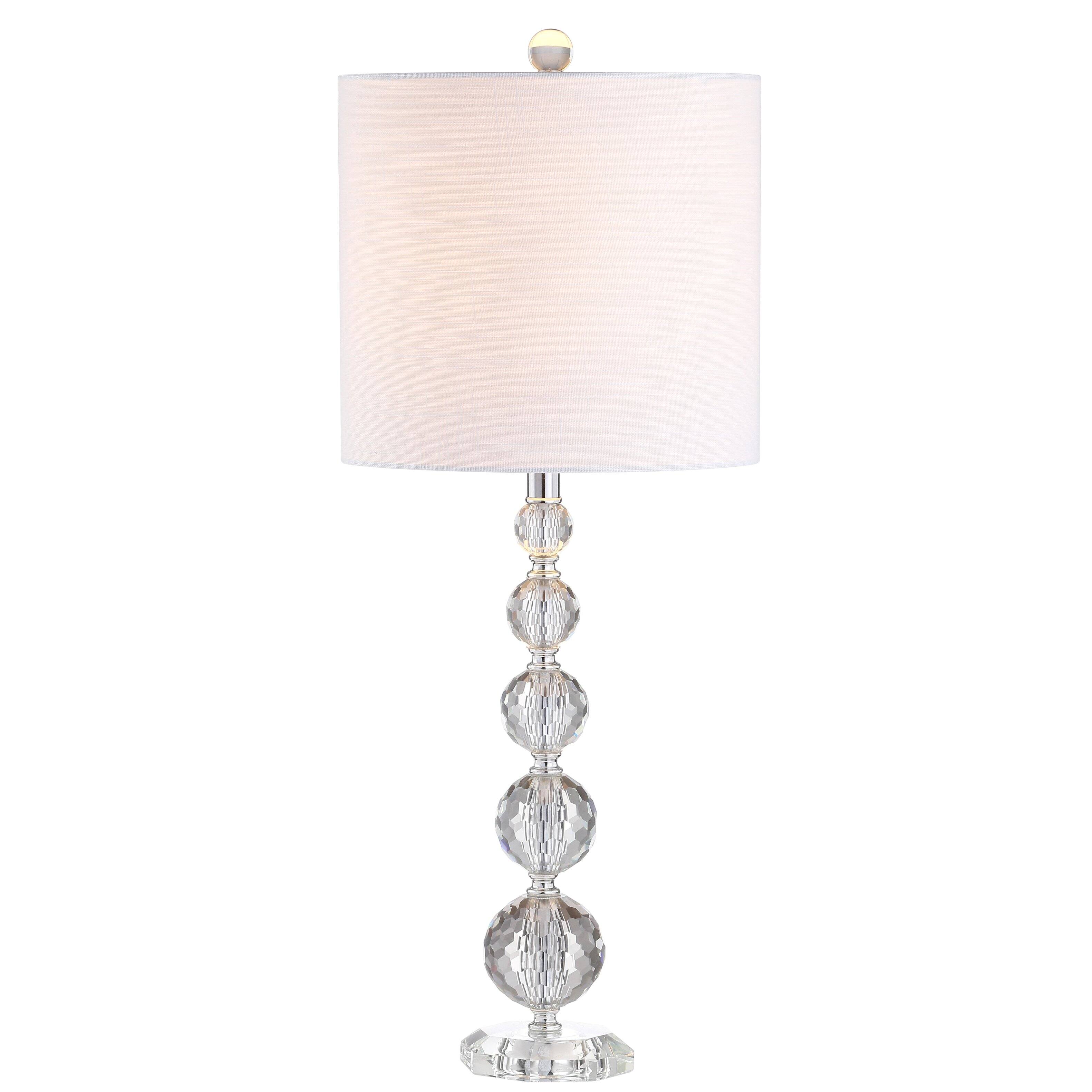 Front. Jonathan Y - Nala 28.5" Crystal LED Table Lamp, Clear/Chrome (Set of 2) - Clear.