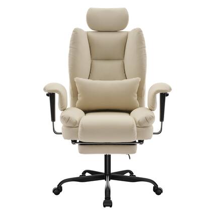 Front. Spaco - Spaco PU Leather Ergonomic Executive Office Chair,200kg,Lumbar Support,High Back and Liftable Headrest,for Home Office - Beige.