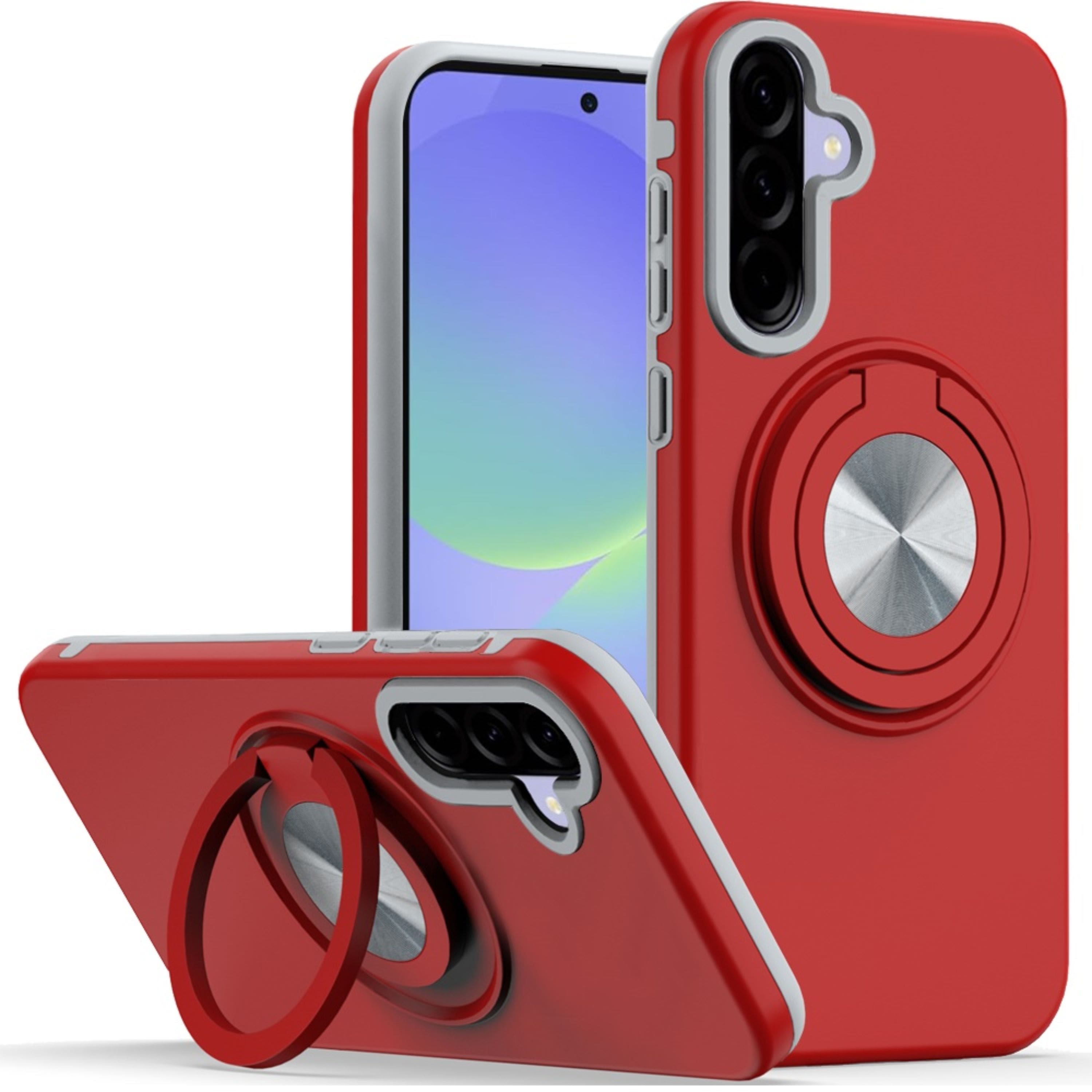 Kitcheniva - Solid Rugged Shockproof Phone Case With Tempered Glass For Samsung Galaxy A37 5G - Red