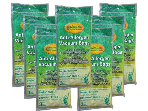 EnviroCore TECHNOLOGIES Anti-Allergen Vacuum Bags

- 99.9% Filtration
- Traps Microscopic Particles and Allergens
- Will Not Tear, Stronger than Paper
- Better Airflow
- Improves Vacuum Performance

Compatible with:
- Eureka Style OX
- Electrolux Style S
