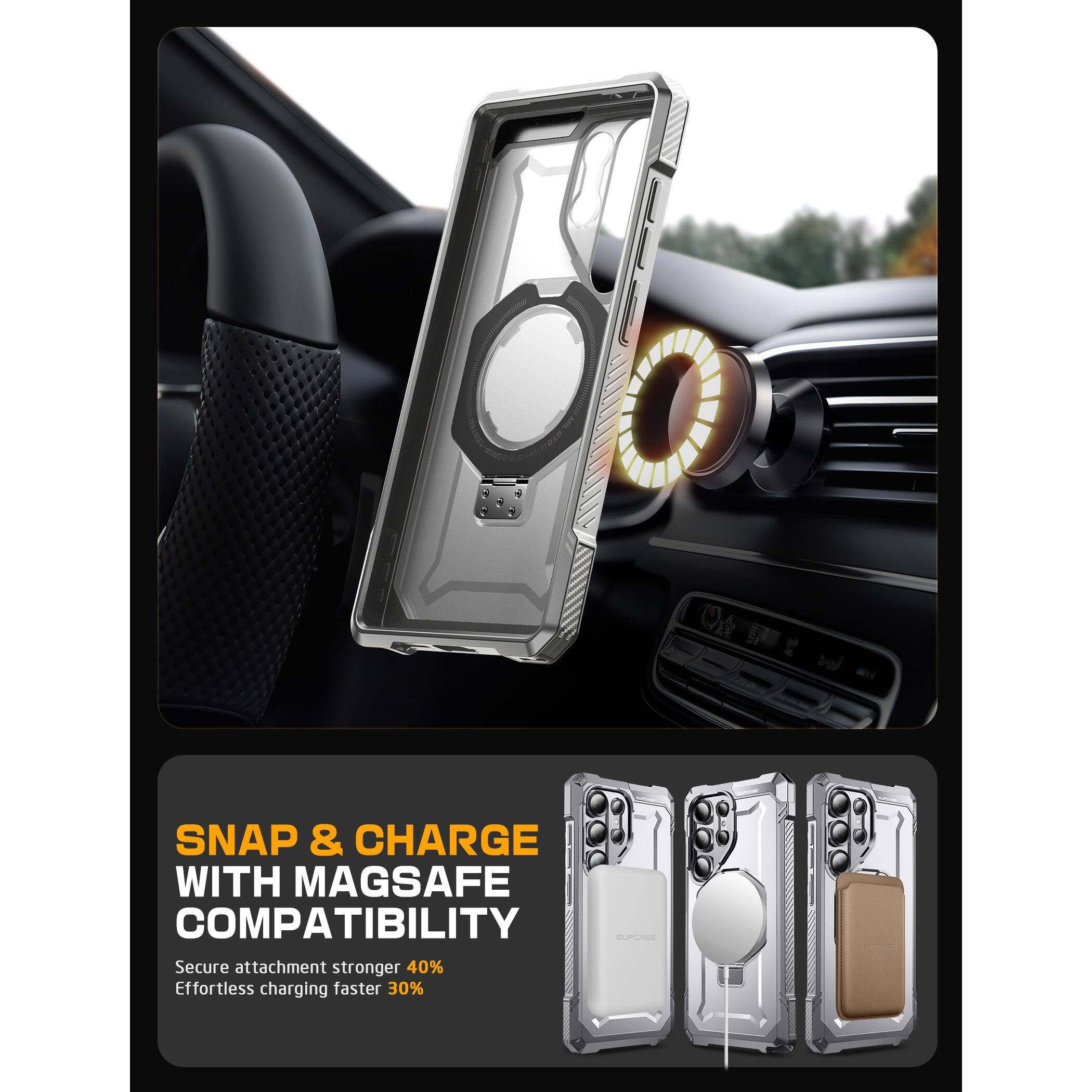 SNAP & CHARGE WITH MAGSAFE COMPATIBILITY

Secure attachment stronger 40%
Effortless charging faster 30%