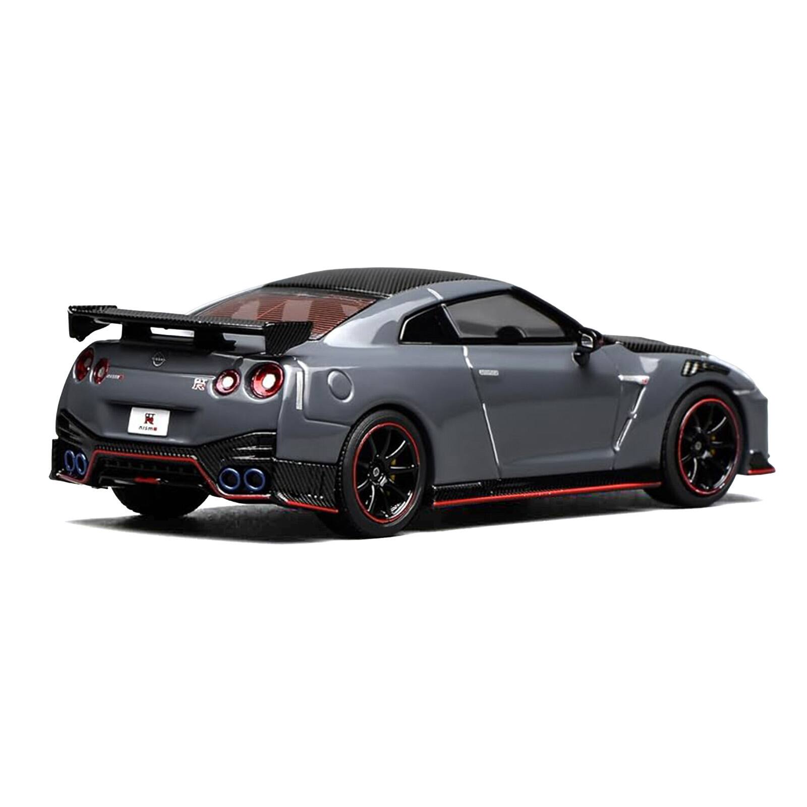 Alt View 3. MotorHelix - 2022 Nissan GT-R Nismo R35 RHD Stealth Gray with Carbon Hood and Top "Senior 64" Series 1/64 Car by MotorHelix.