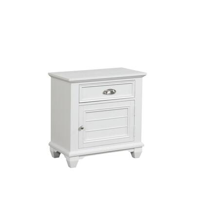 Front. FurniFact - White Solid Wood Night Stand – Elegant End Table for Bedroom or Bedside Use - White.