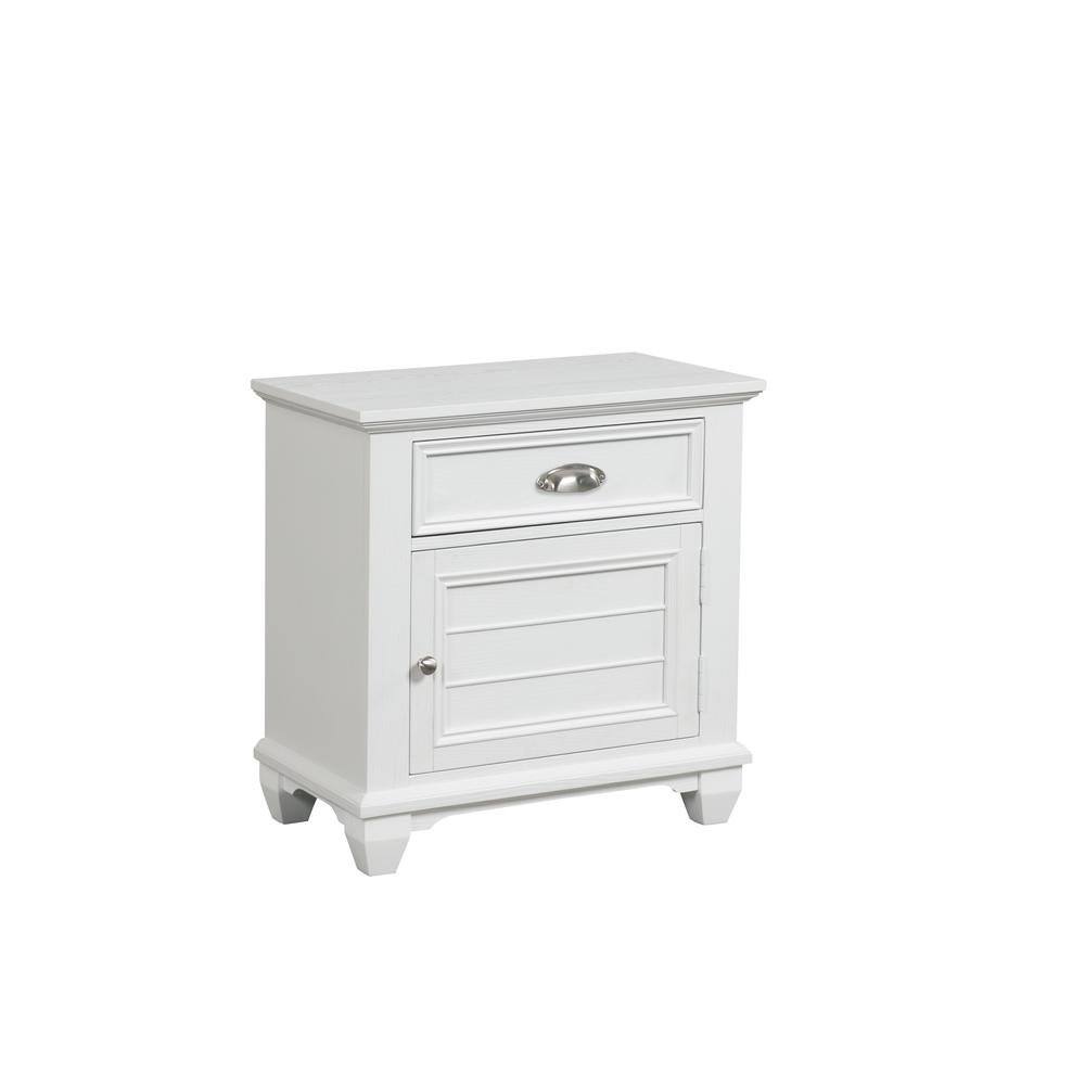 Front. FurniFact - White Solid Wood Night Stand – Elegant End Table for Bedroom or Bedside Use - White.