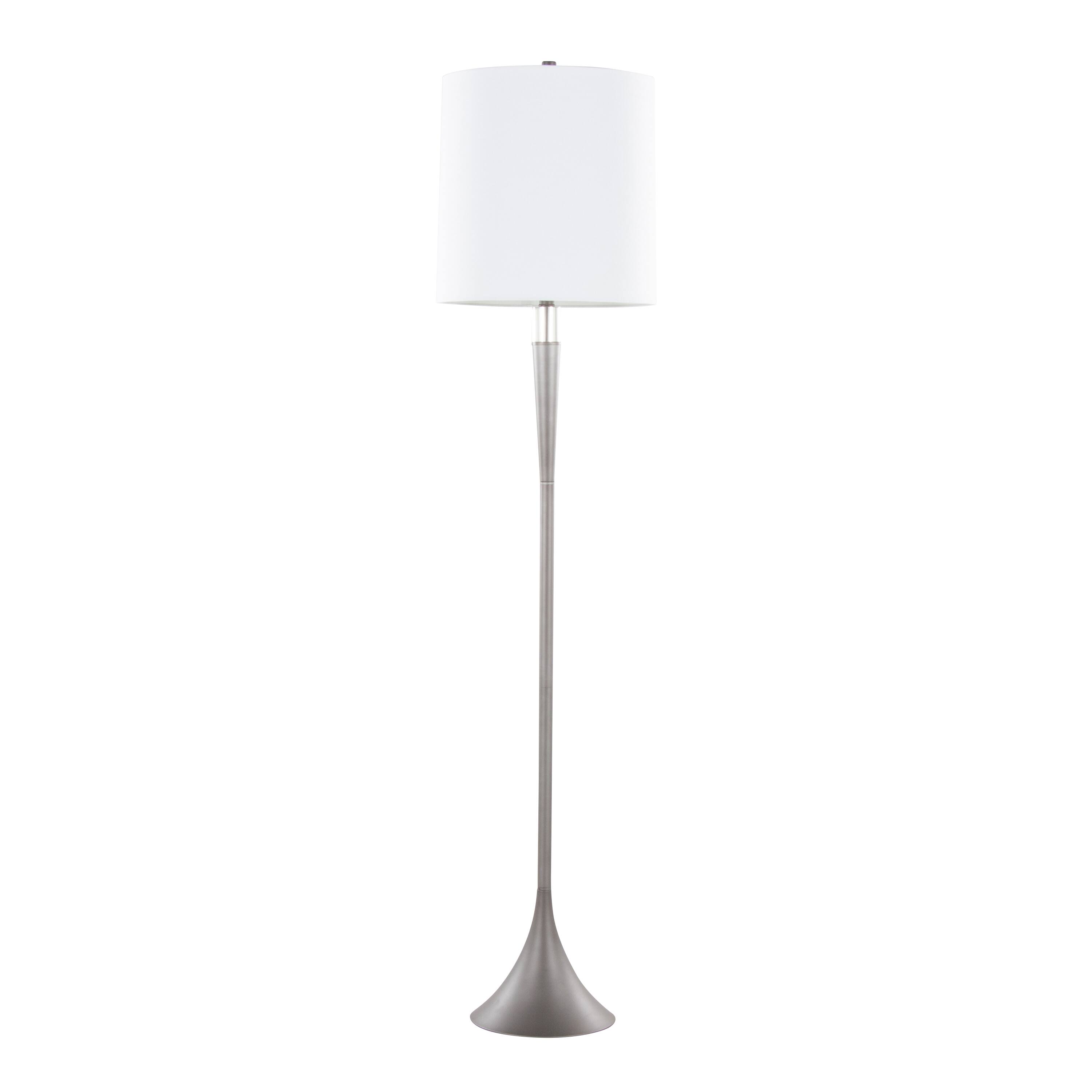 Left. Loheer - Loheer Crystal Floor Lamp Set of 2 White Linen Shade 64.5 Inch Tall Cast Iron Standing Lamps for Bedroom Living Room - Cast Iron.