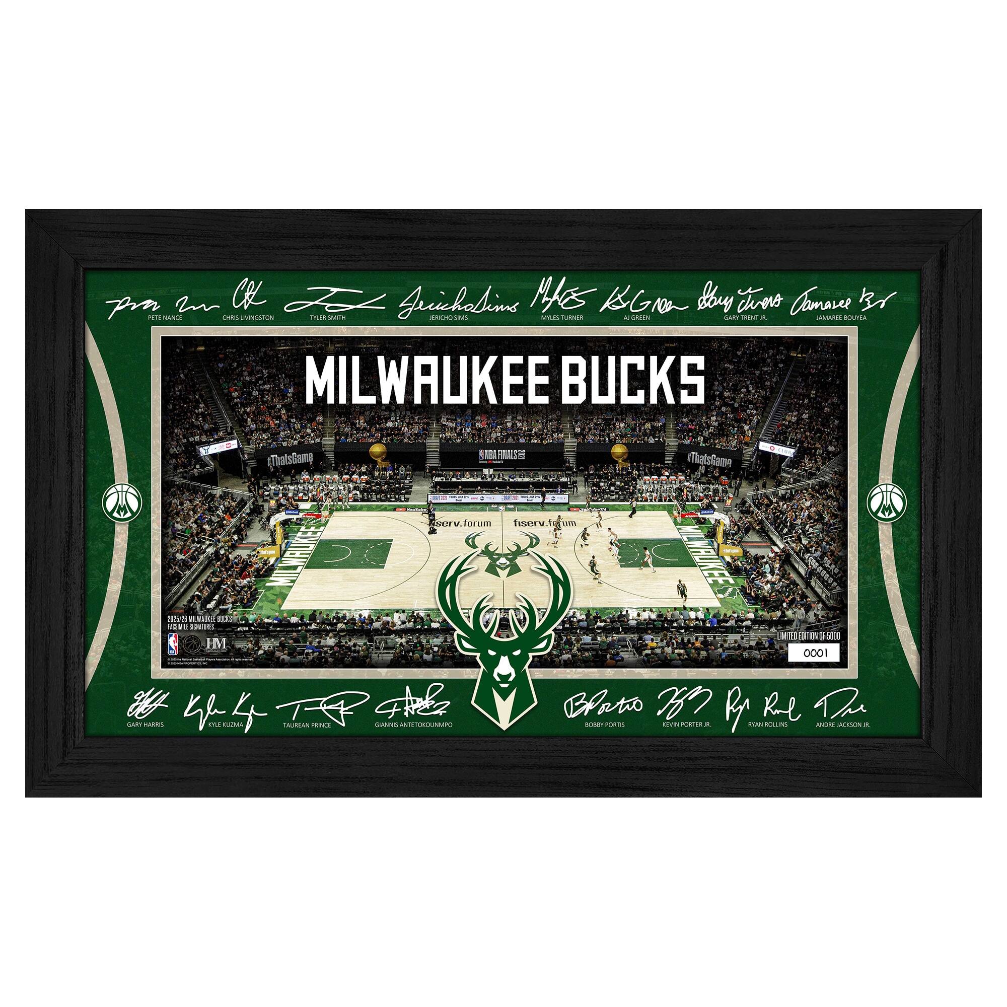 Milwaukee Bucks 2025 Signature Court Framed Picture