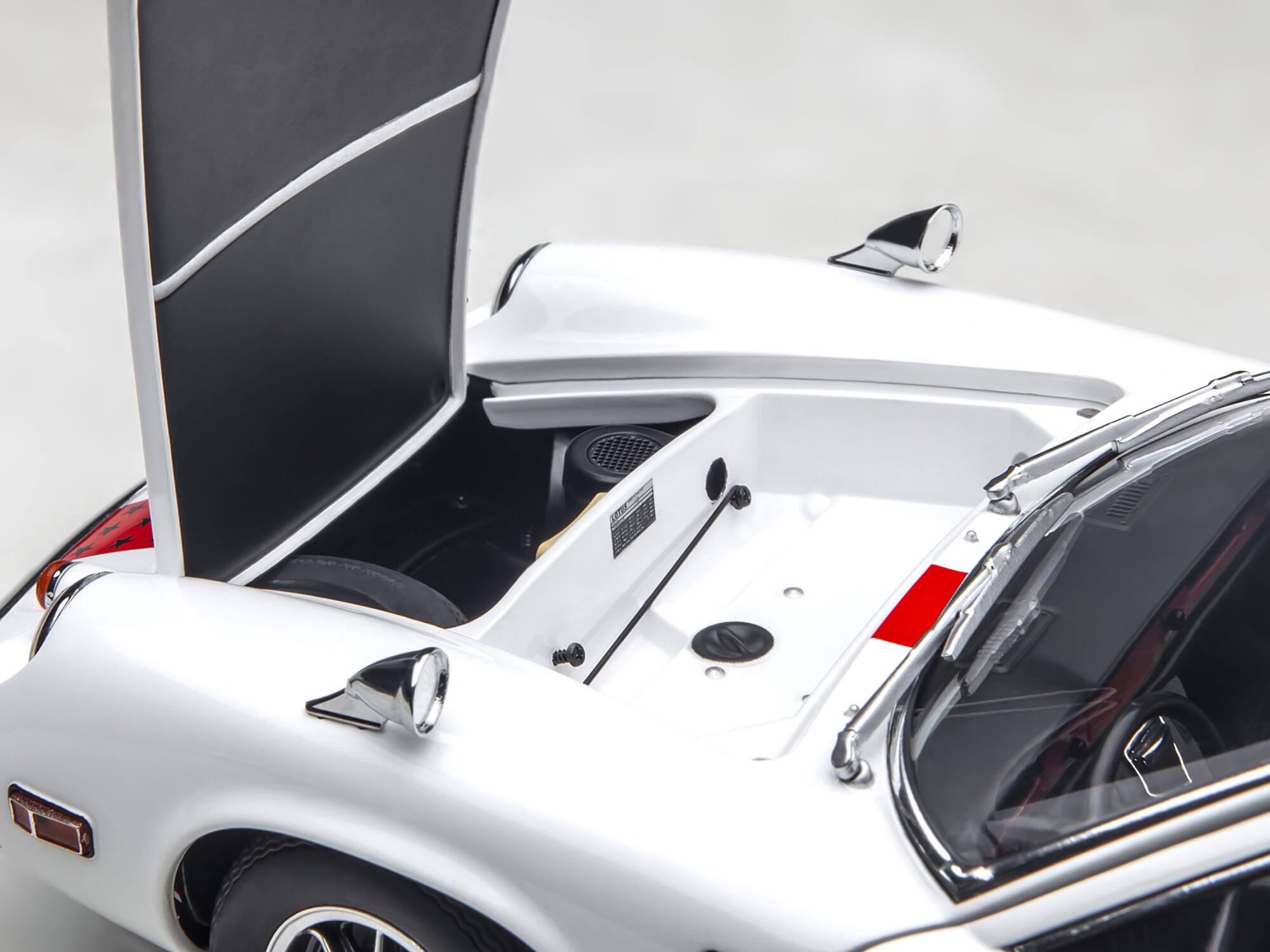 Alt View 2. Autoart - Lotus Europa Special White with Red Stripe and Graphics "The Circuit Wolf" 1/18 Model Car by Autoart.