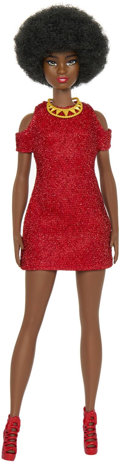 Alt View 1. Mattel - Mattel - Barbie Fashionista, Natural Black Hair, Wearing a Red Dress and Accessories   - Collectibles - Multicolor.