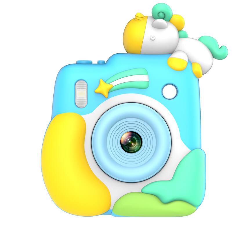 Front. Umeiluce - Kids Color Instant Print Camera D16S Cute Unicorn & Duck 48MP Toy Digital Camera with Color Thermal Printing - Blue.