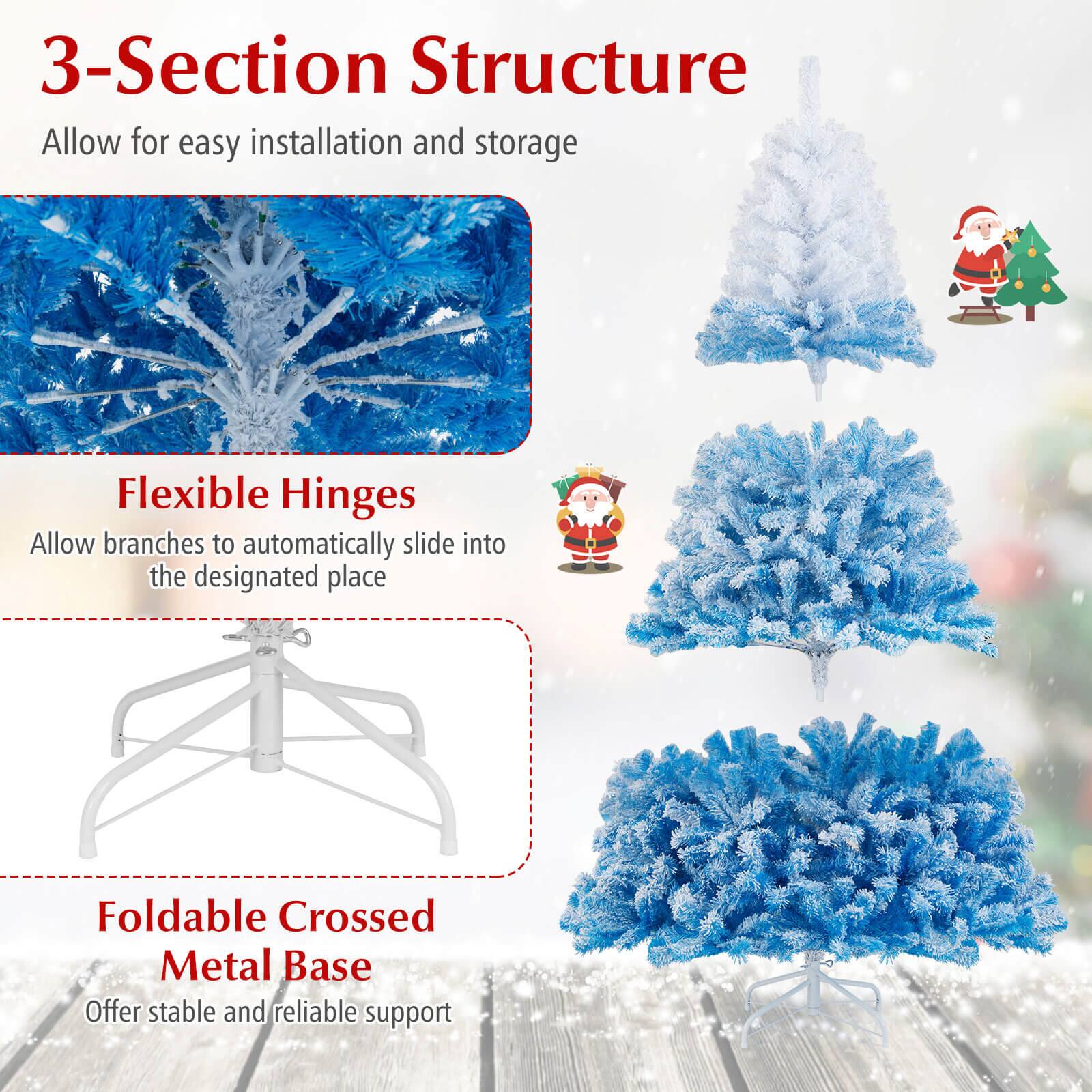 3-Section Structure  
Allow for easy installation and storage  

Flexible Hinges  
Allow branches to automatically slide into the designated place  

Foldable Crossed Metal Base  
Offer stable and reliable support
