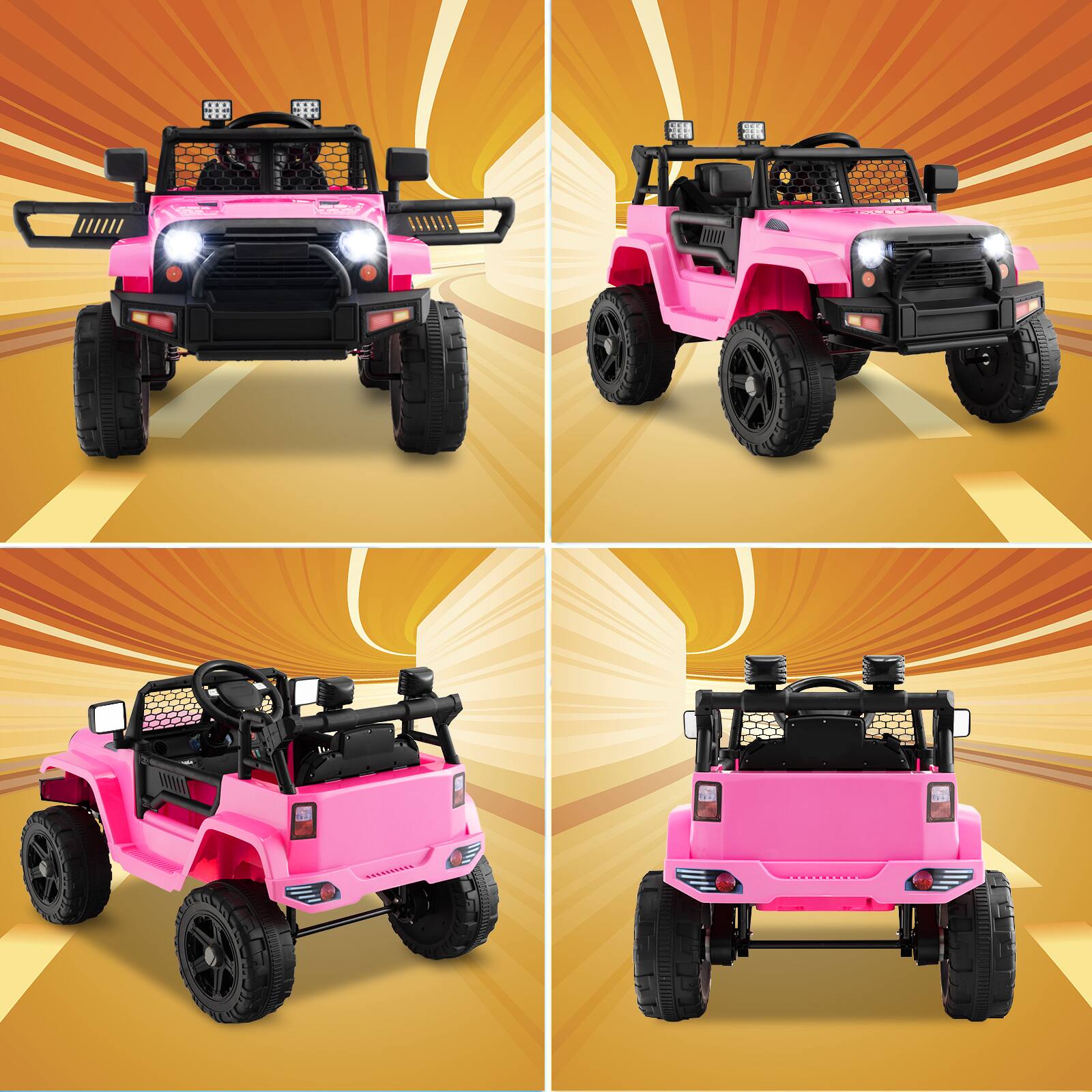 Alt View 7. Costway - Costway 12V Kids Ride On Truck Car Electric Vehicle Remote w/ Music & Light - Pink.