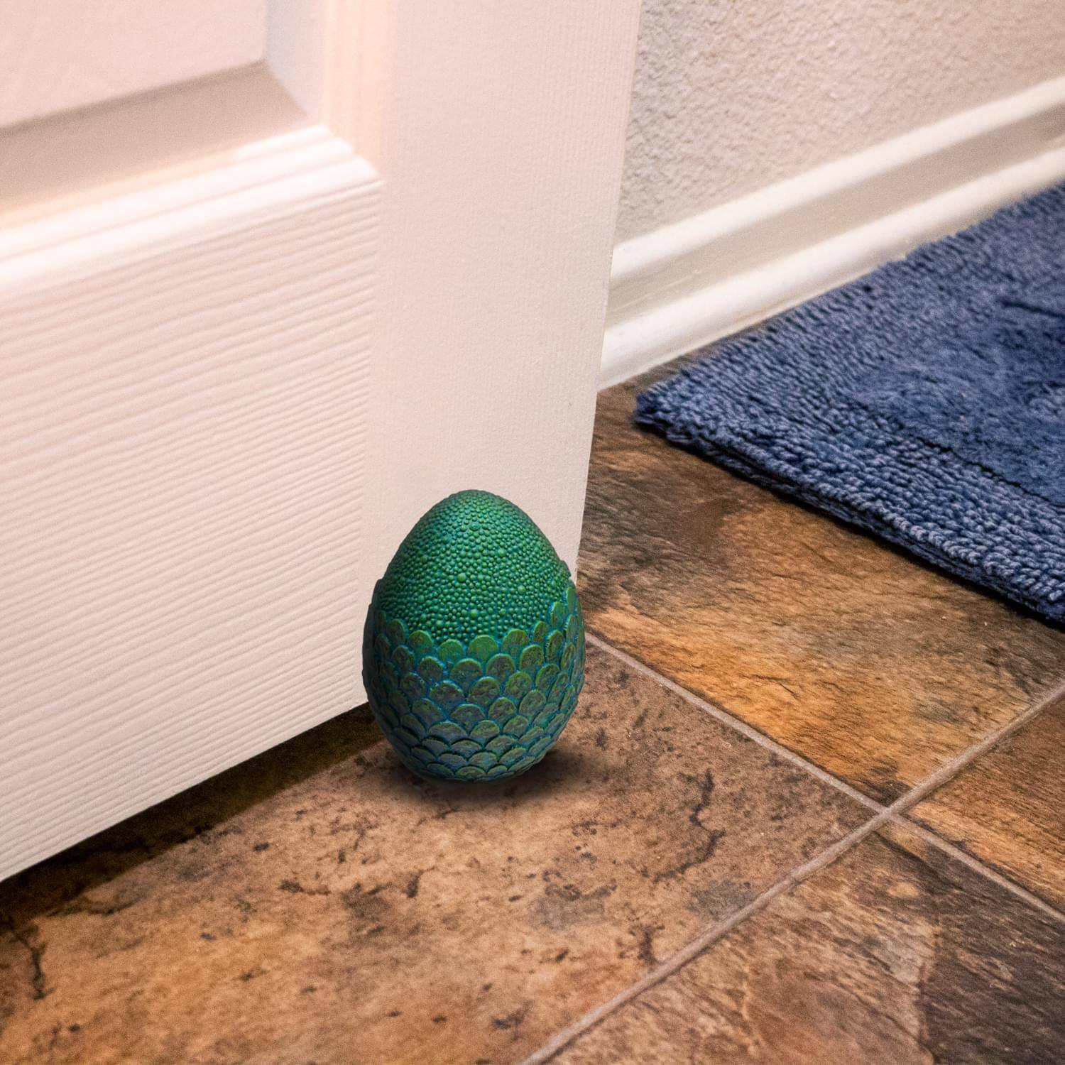 Alt View 2. Toynk - Dragon Egg Paperweight Replica | Solid Resin 4.5-Inch | Fleece Pouch | Blue - Blue.