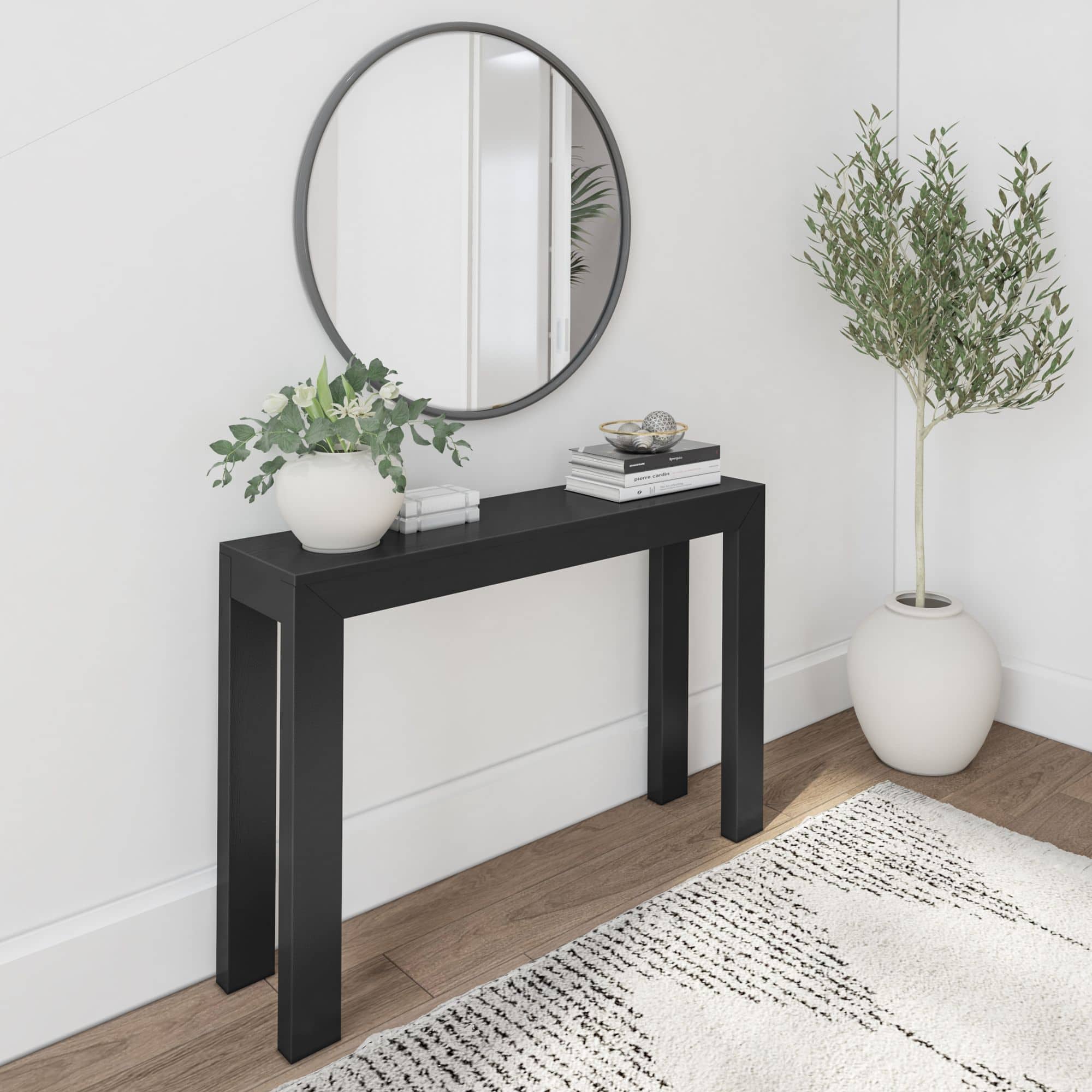 Front. Plank+Beam - Modern Console Table - 46 inches, Black - Black.