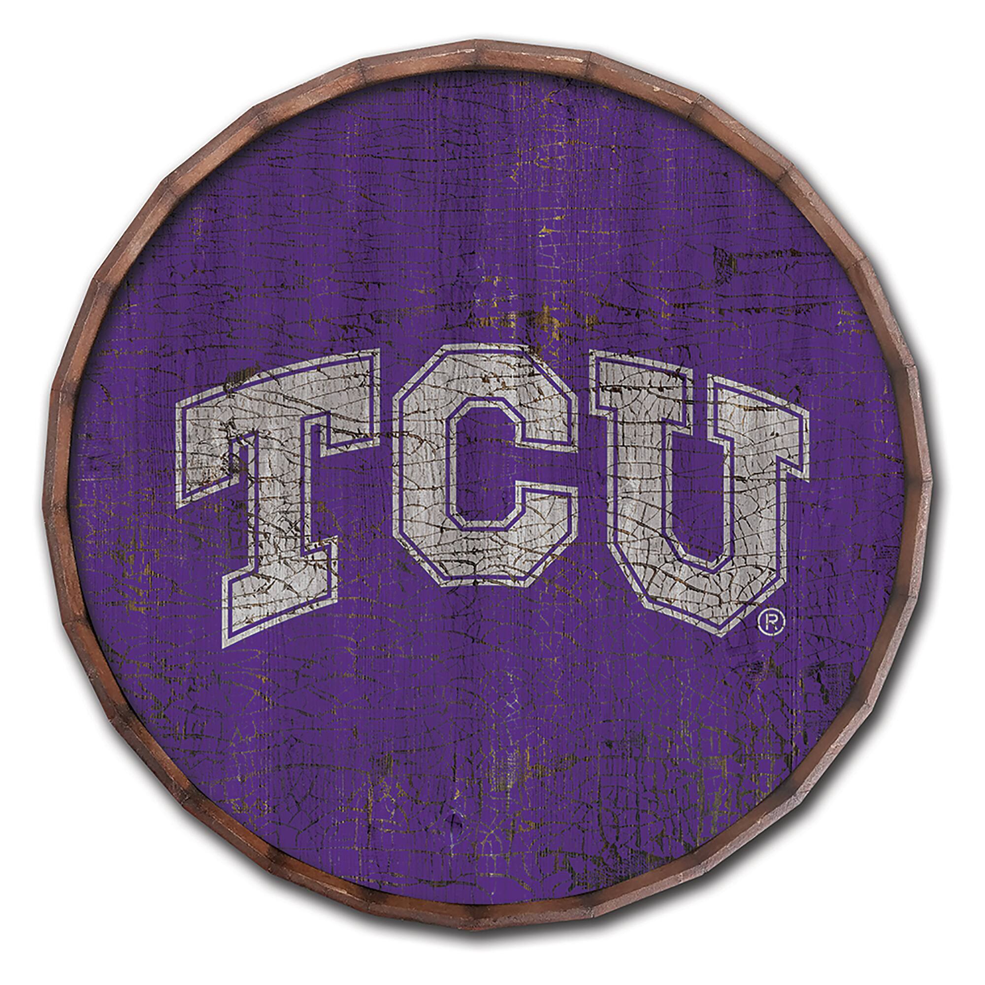 TCU Horned Frogs 24" Cracked Color Barrel Top Sign