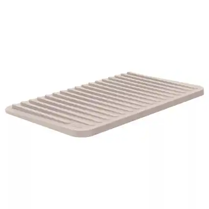 Front. OU - OU Glasses Drying Mat for Kitchen Sink, 13.78" x 8.27" Nonslip Plastic Pad with Grooves - White - White.