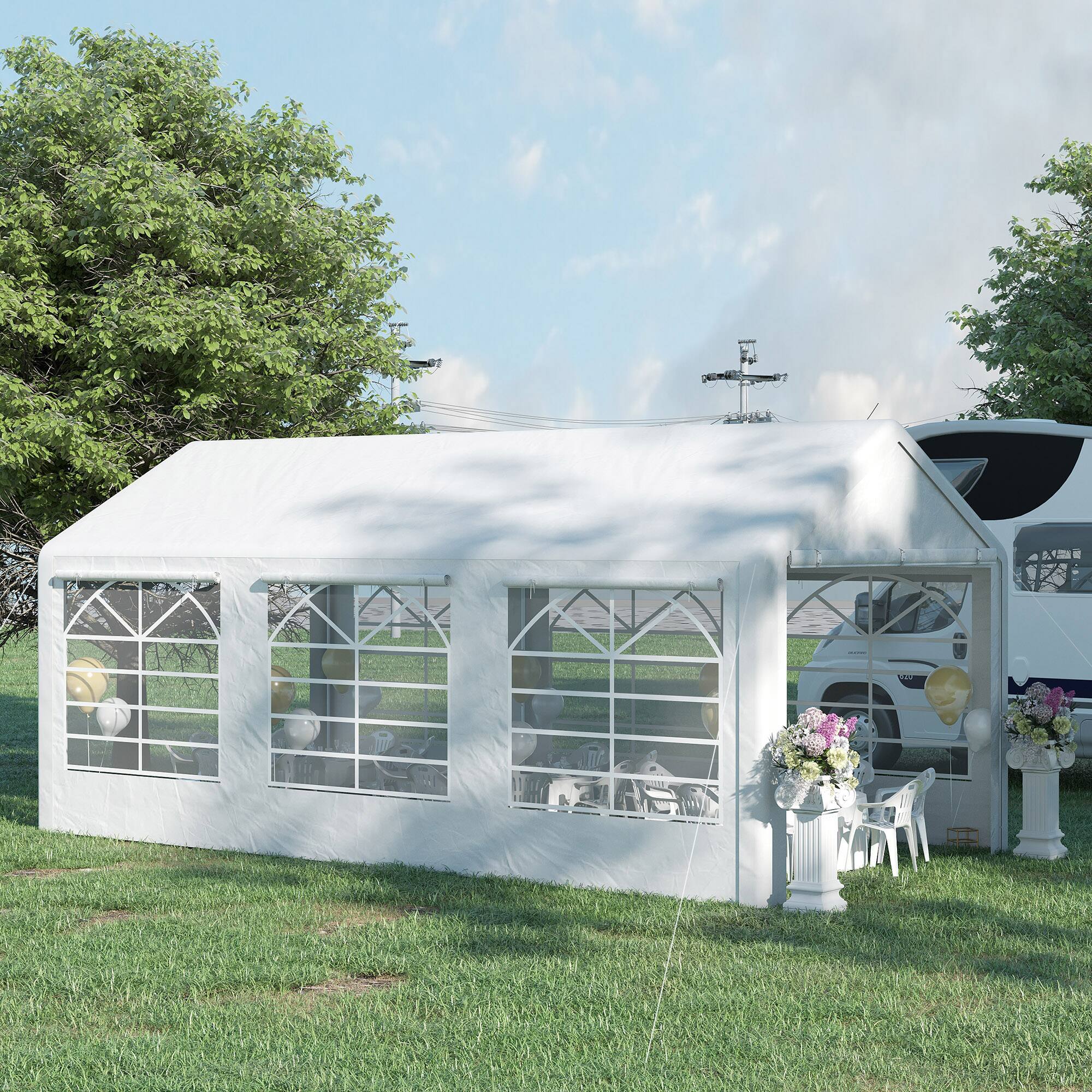 Outsunny x 20 ft Heavy Duty Party Tent, Outdoor Canopy Tent with ...