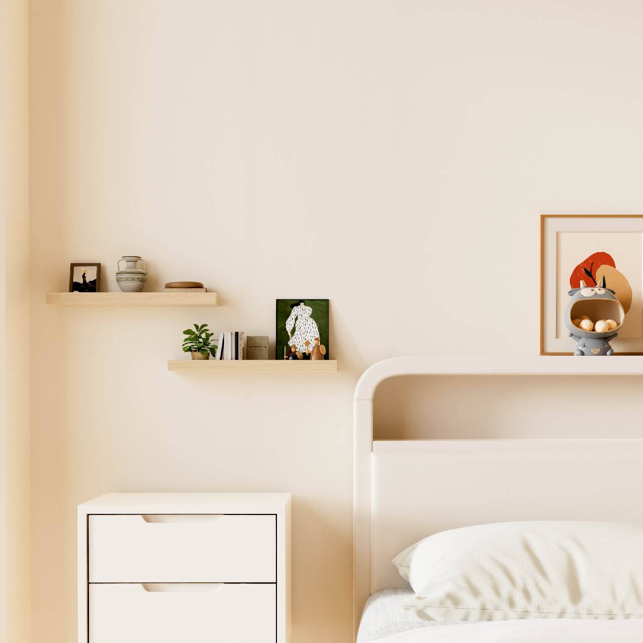 Alt View 2. BOMEDA - 2 Pack 16 in Floating Shelves for Wall, Rustic Wooden Wall Shelves with Raised Lip for Bathroom, Bedroom, Kitchen - Oak.