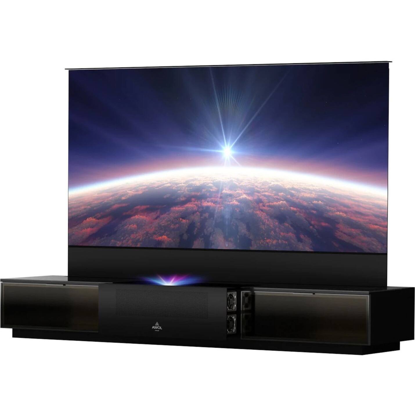 Front. AWOL Vision - 4K UHD Smart Triple Laser Vanish TV ,Ultra Short Throw Projector with ALR Screen , HDR10+, Dolby Vision - Black.