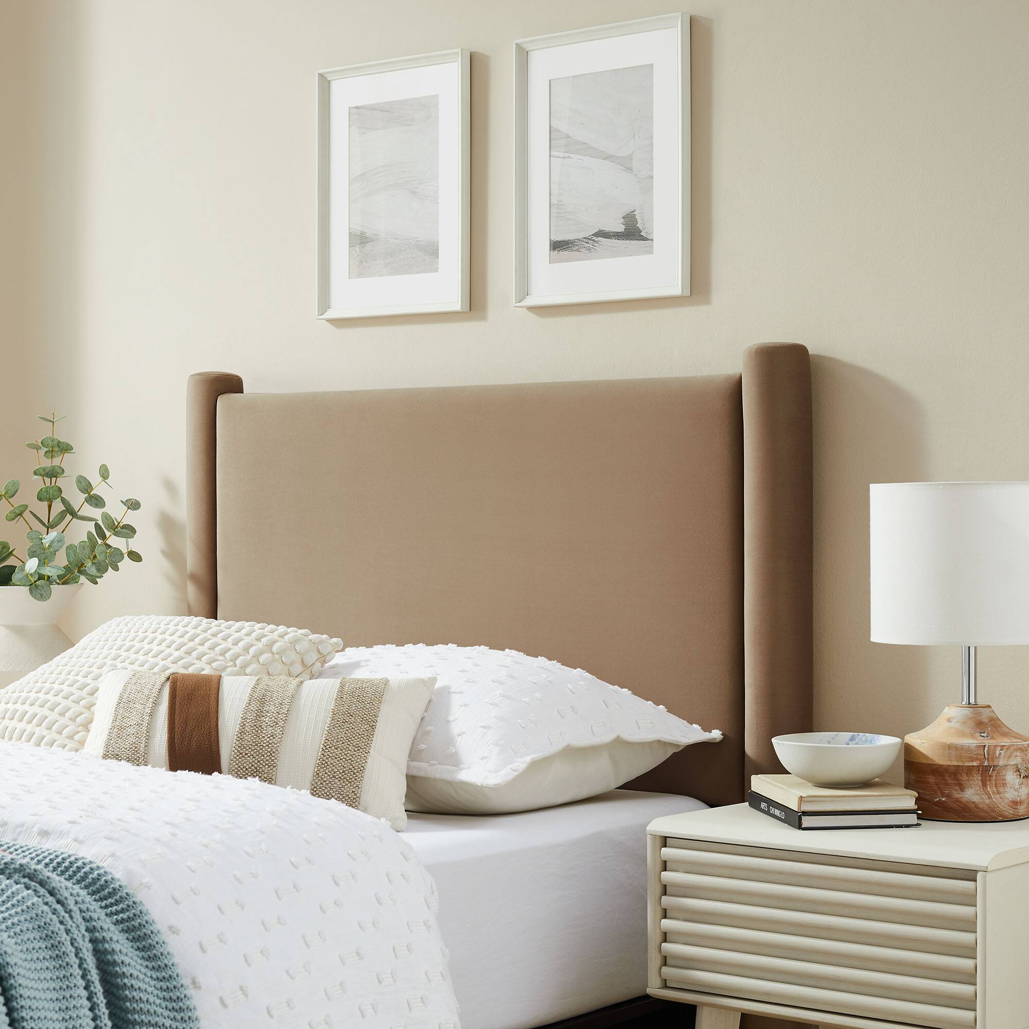Alt View 2. Modway - Rael Performance Velvet Twin Headboard by Modway - Oatmeal.