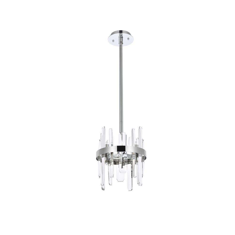 Left. Elegant Lighting - Serena 10 inch crystal round pendant in chrome - Chrome.