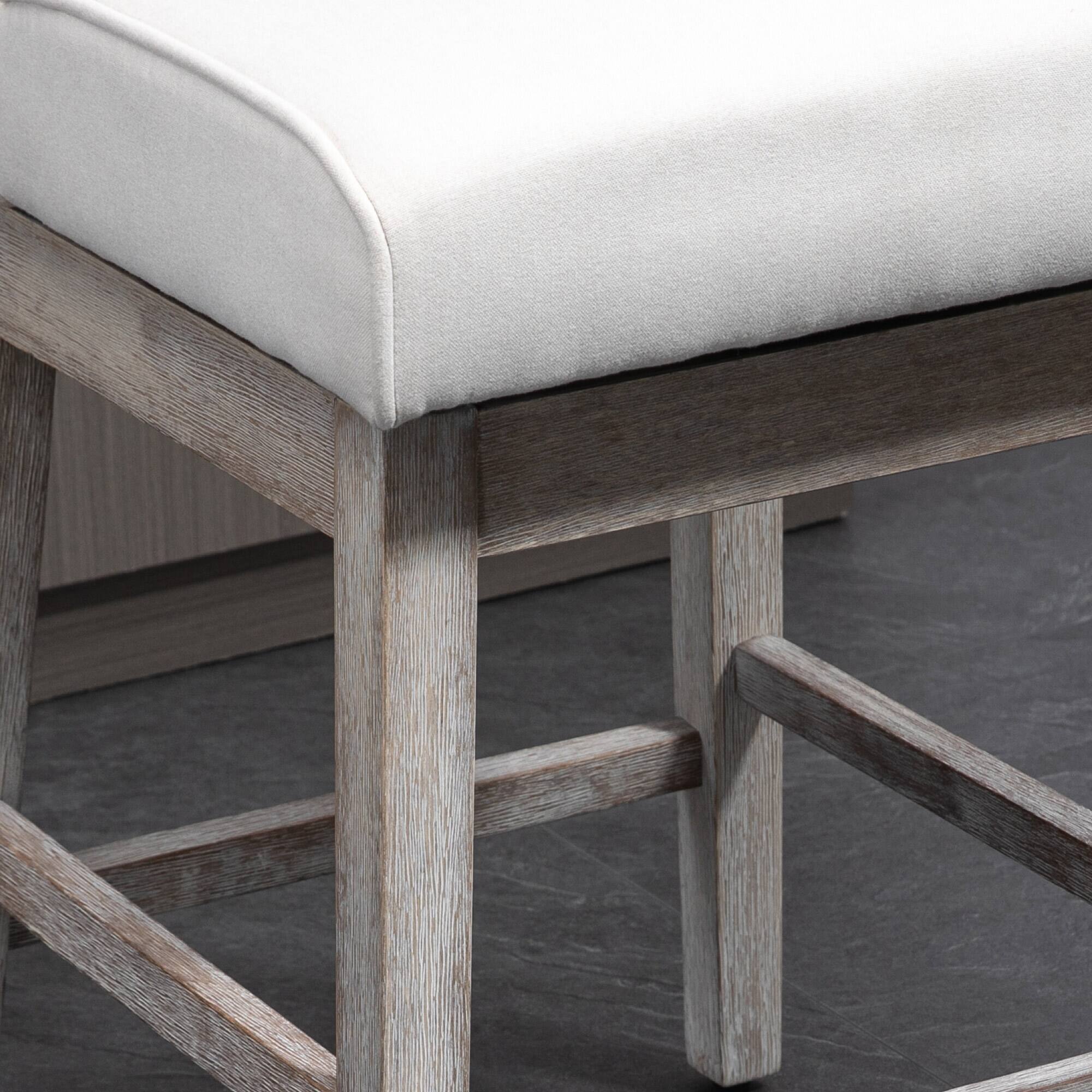 Alt View 8. Homcom - Counter Height Bar Stools Set of 2, 180 Degree Swivel Barstools, 27" Seat Height Bar Chairs with Wood Footrests - Beige.