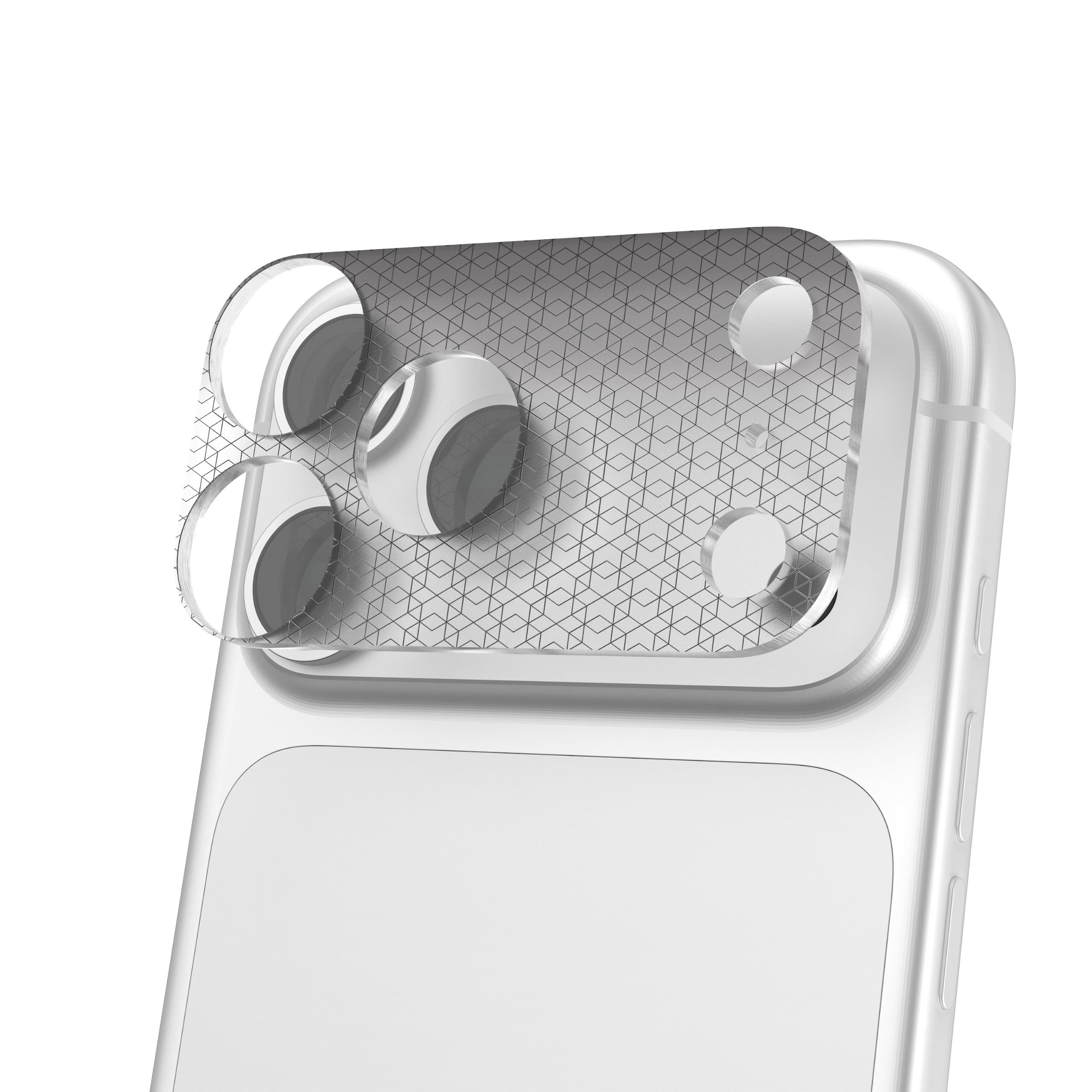 Alt View 6. UAG - iPhone 18 Pro Max Glass Camera Lens Protector & Camera Plate Protector Aluminosilicate Glass & Scratch-Resistant Acrylic - Clear w/ Silver Hex.