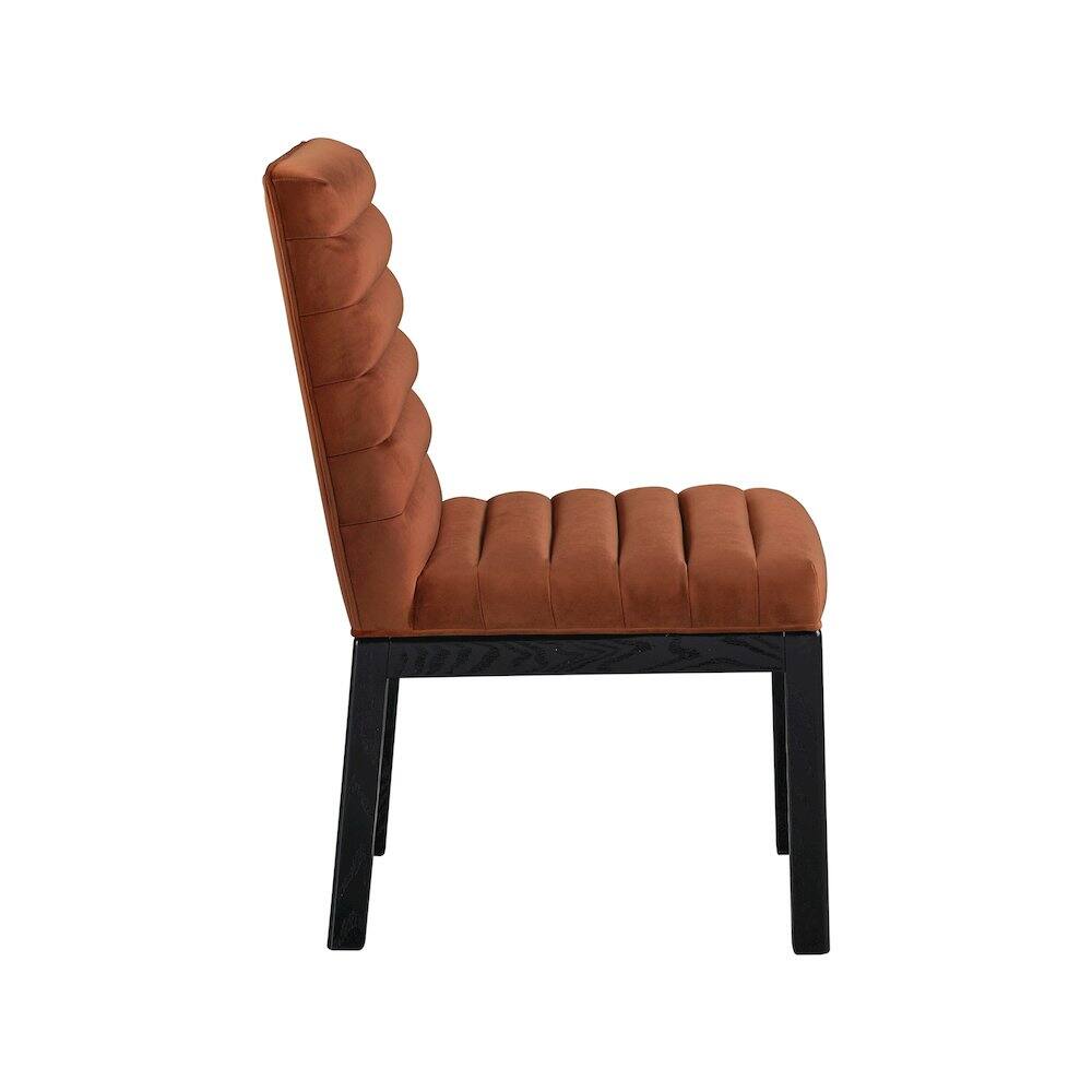 Alt View 2. Meridian Furniture - Evelyn Cognac Velvet Dining Chair - Brown.