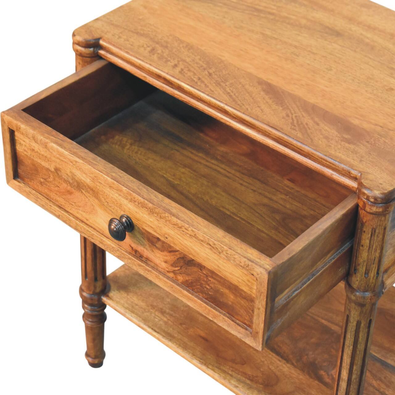 Alt View 3. Artisan Furniture - Artisan Furniture Solid Wood Heritage Column Side Table, 1 Drawer & 1 Open Slot, Brown - Brown.