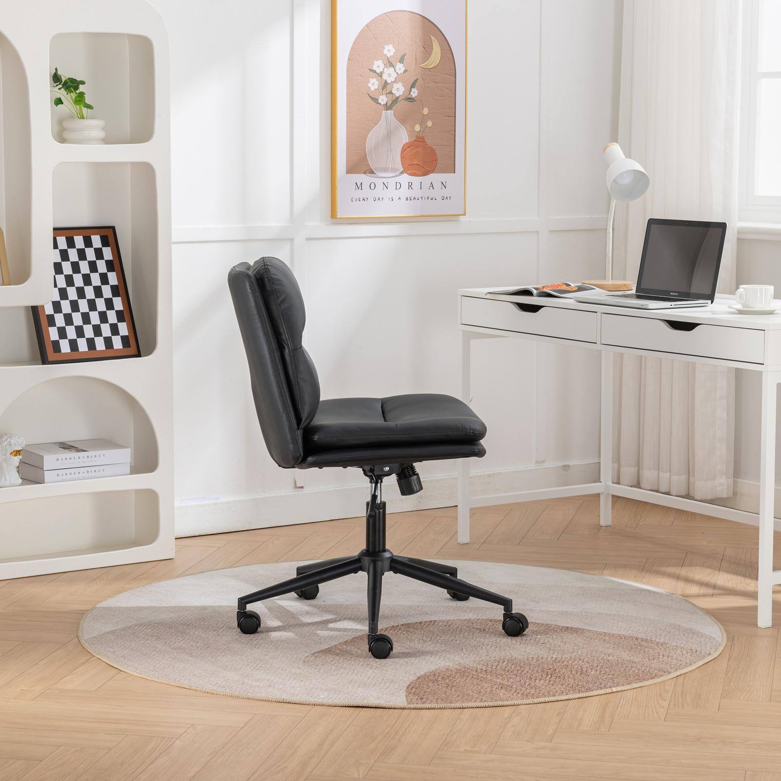 Alt View 5. Spaco - Spaco Adjustable Swivel Criss-Cross Chair, Wide Seat, Office Chair, Vanity Chair, for Home Office - Black.