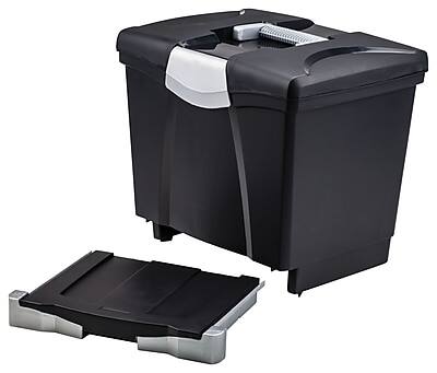 Alt View 1. Storex - File Box with Pull-Out Tray, Letter Size - Black.