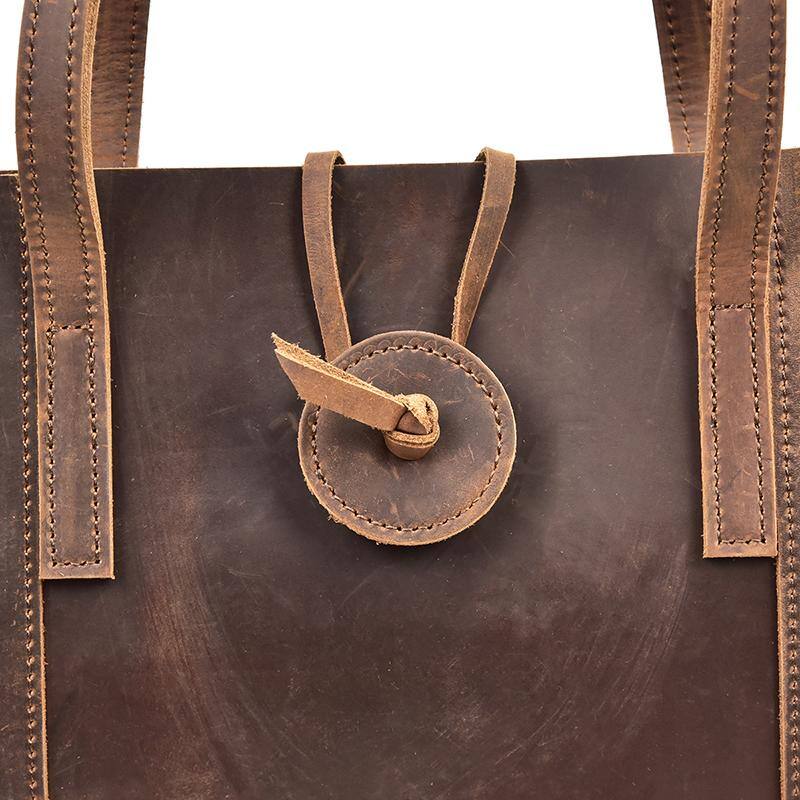 Alt View 3. Steel Horse Leather - The Taavi Tote | Handcrafted Leather Tote Bag - Brown.
