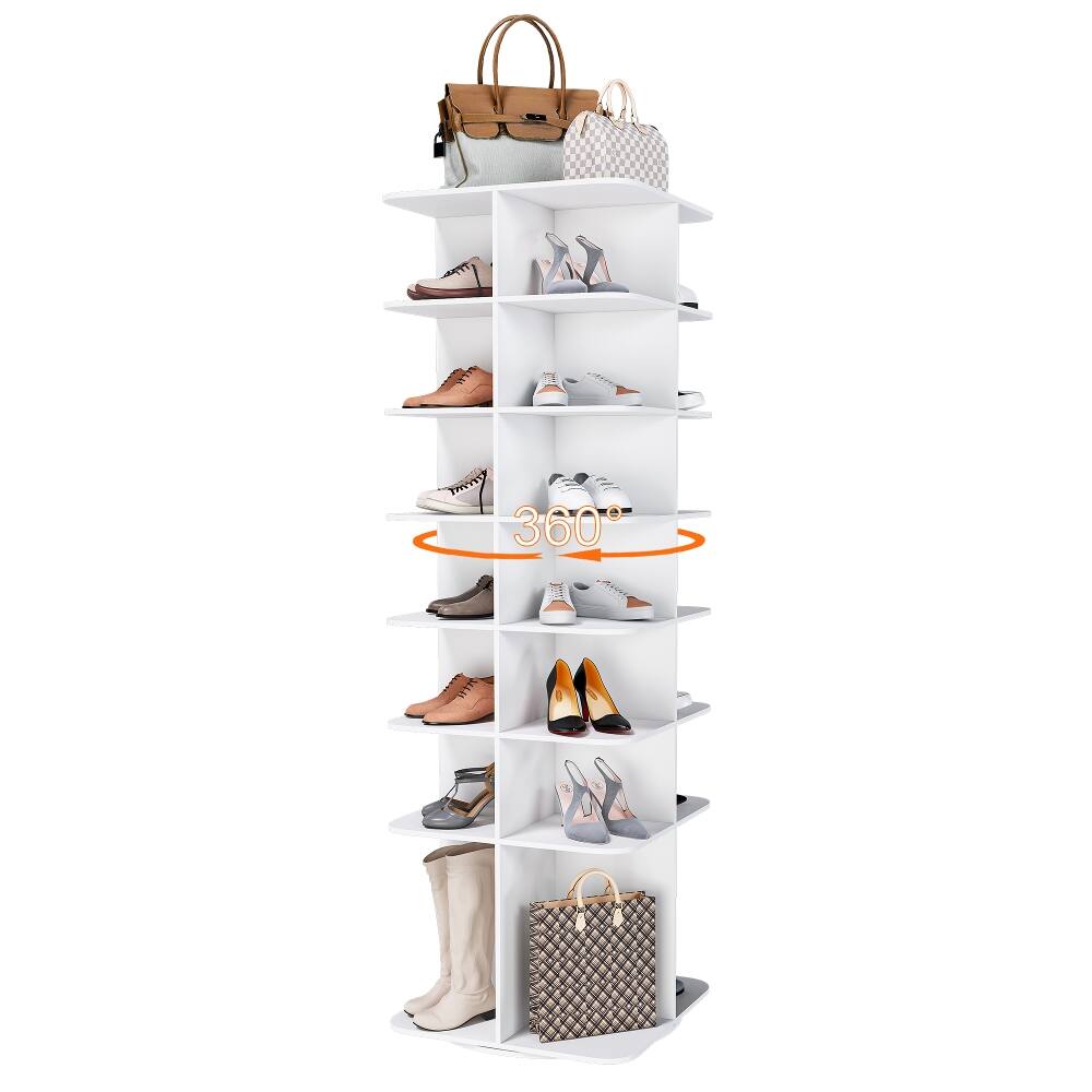 Alt View 7. Loheer - Loheer 7-tier rotating shoe rack Tower Fits 28 Pairs White - White.